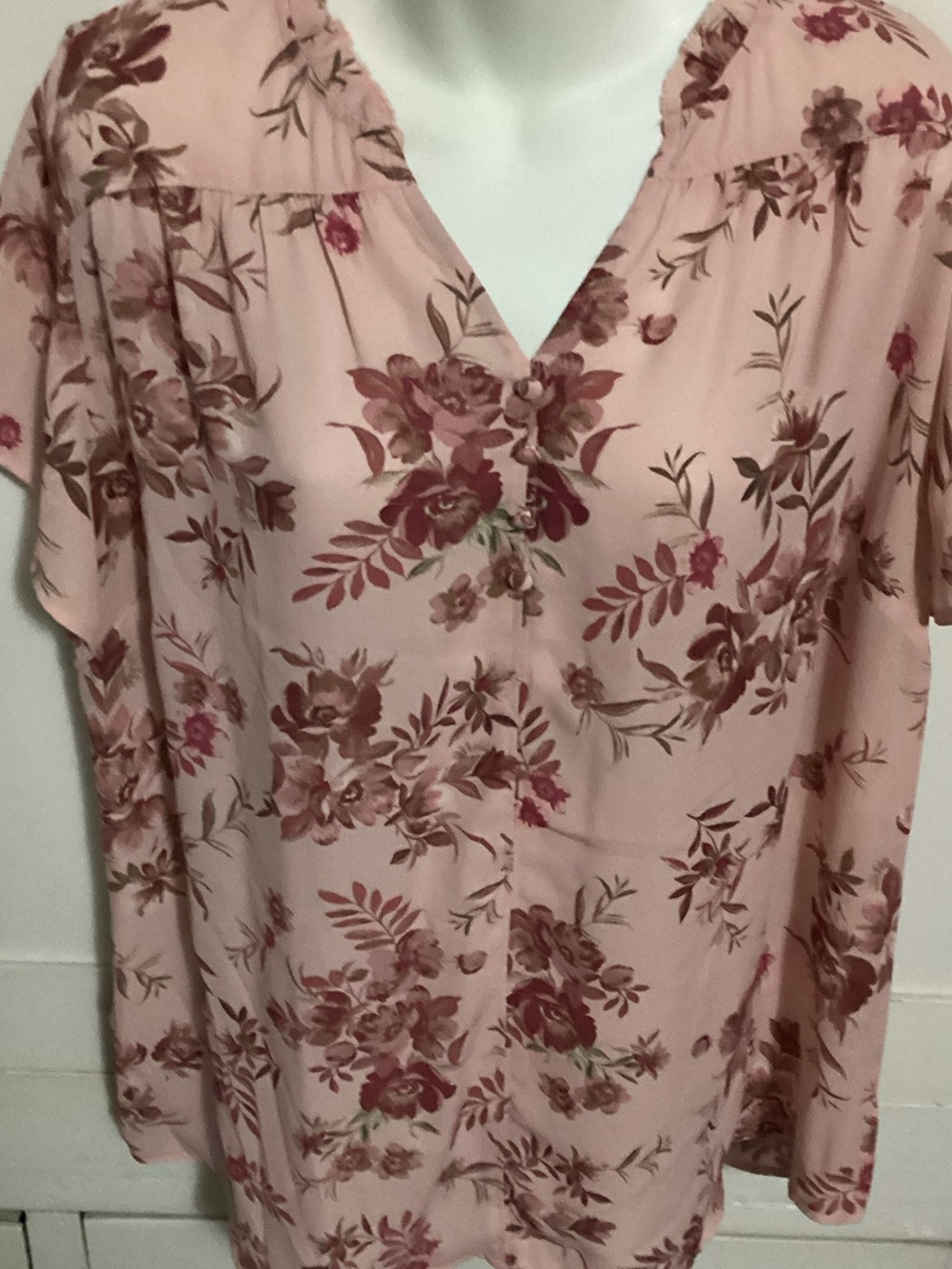 croft & barrow Dusty Rose Floral V-Neck Blouse